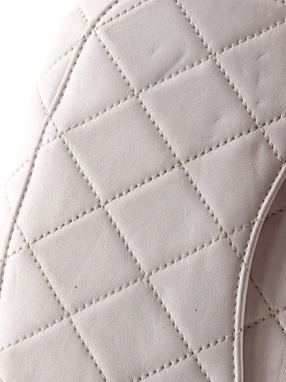 Pre-owned Chanel All About Chains Waist Bag Quilted Lambskin Belt Bag In White