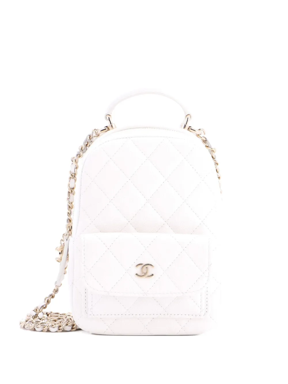 CHANEL Pre-Owned Classic CC Chain Pocket Quilted Caviar Mini backpack - Bianco