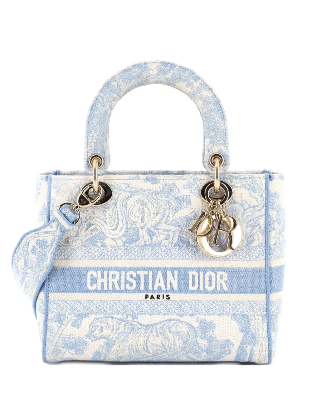 Christian Dior Pre-Owned Lady D-Lite Bag Embroidered Canvas Medium satchel - Blu