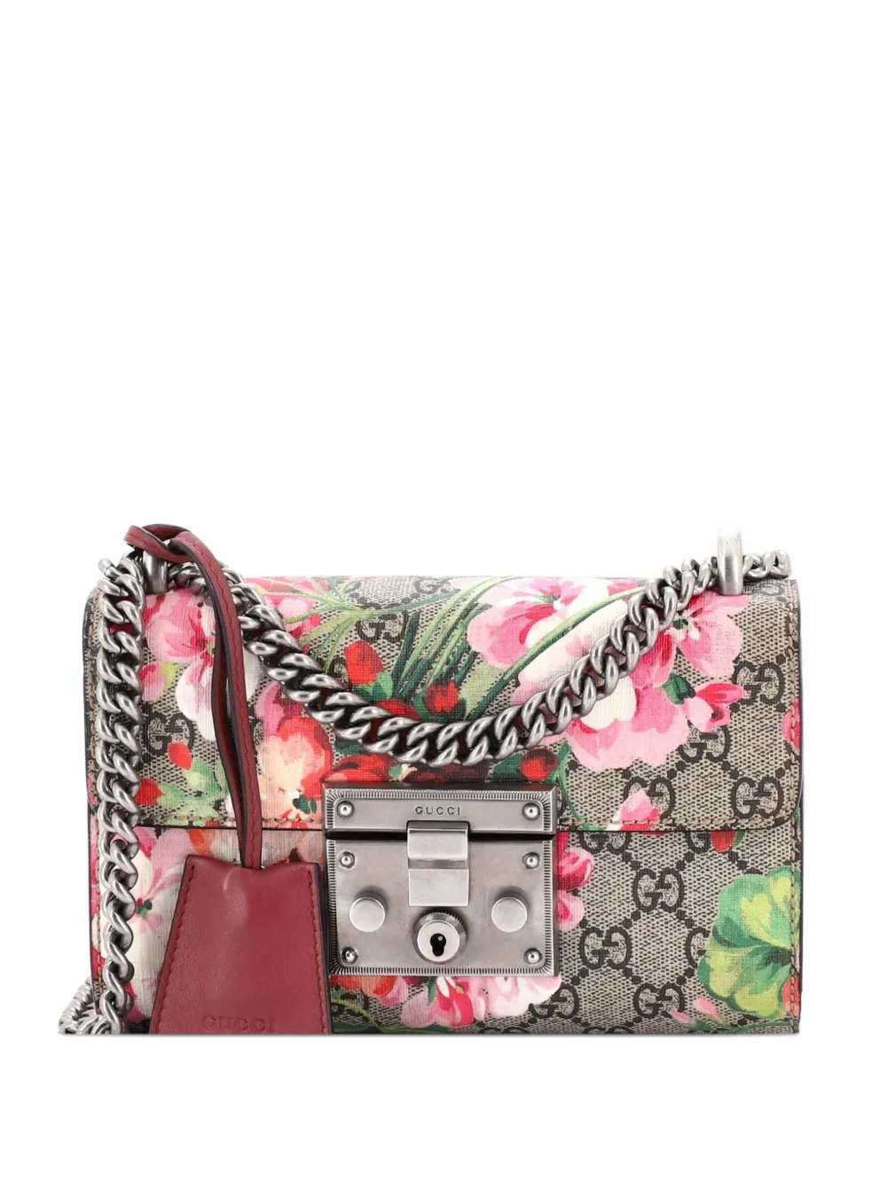 Gucci Pre-Owned Padlock Blooms Print GG Coated Canvas Small shoulder bag - Marrone