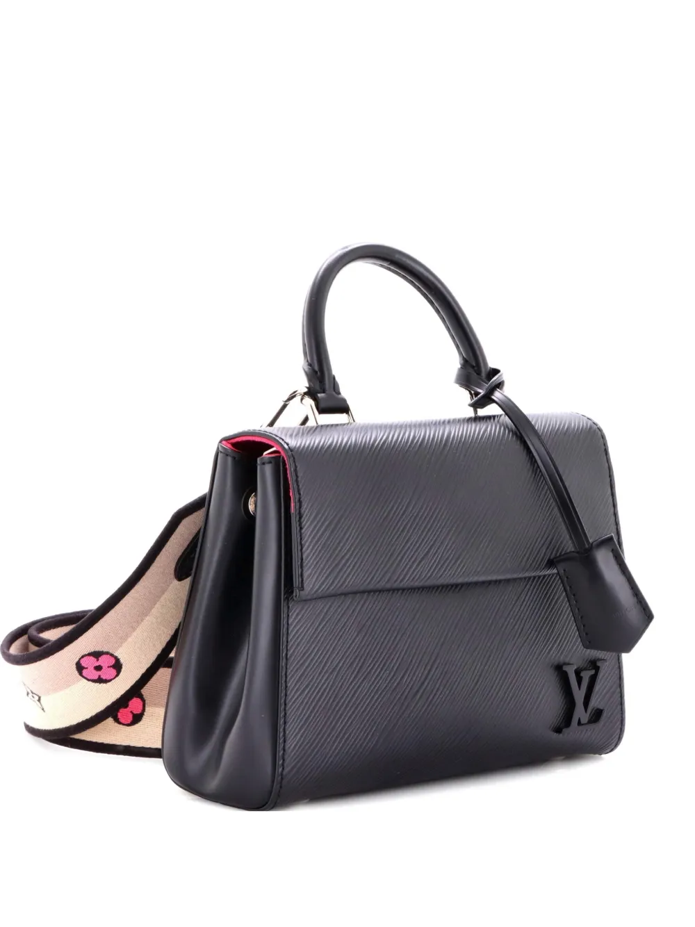 Pre-owned Louis Vuitton Cluny Top Handle Bag Epi Leather Mini Satchel In Black