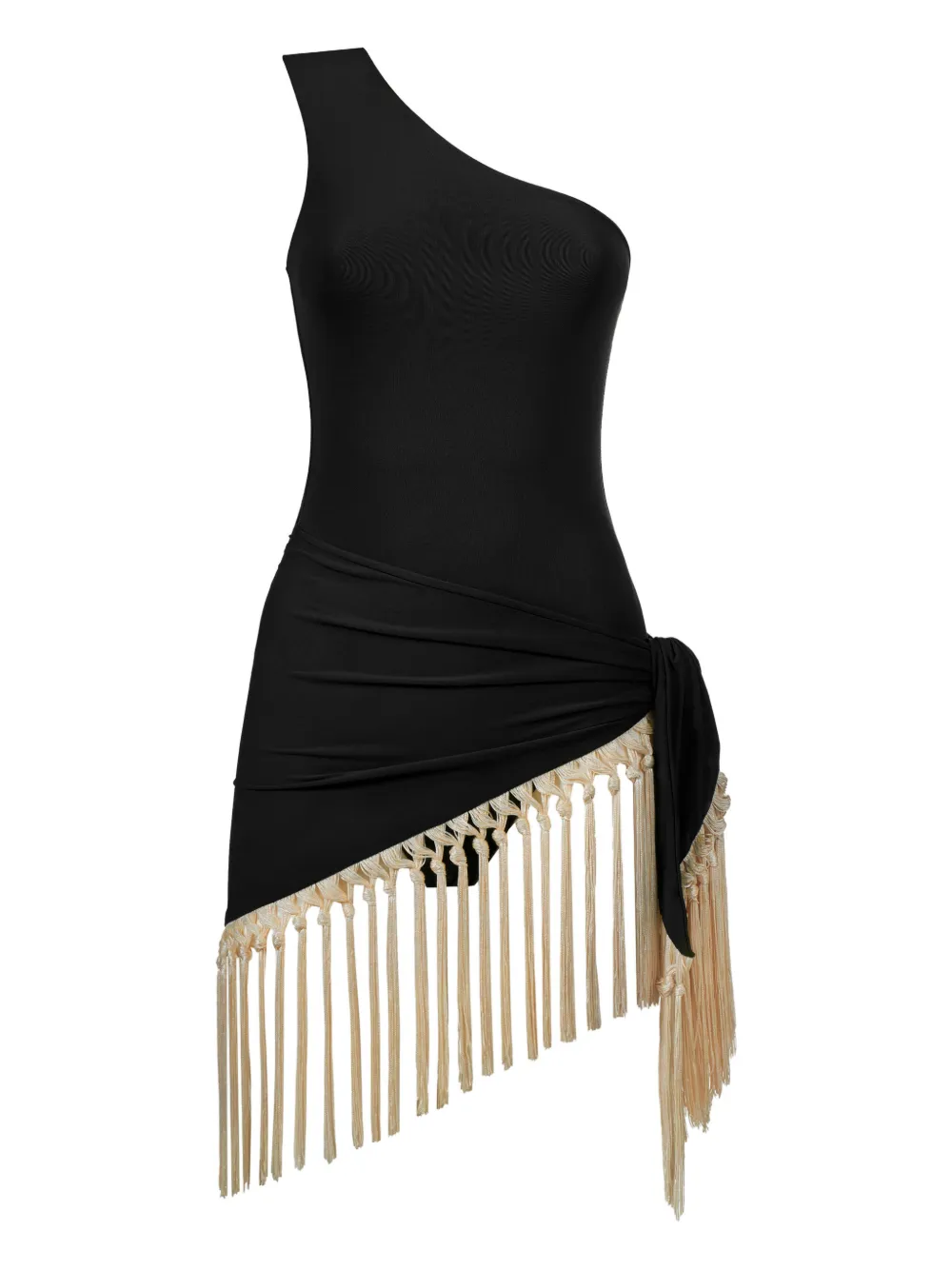 Taller Marmo Yacere one-shoulder fringed swimsuit - Nero