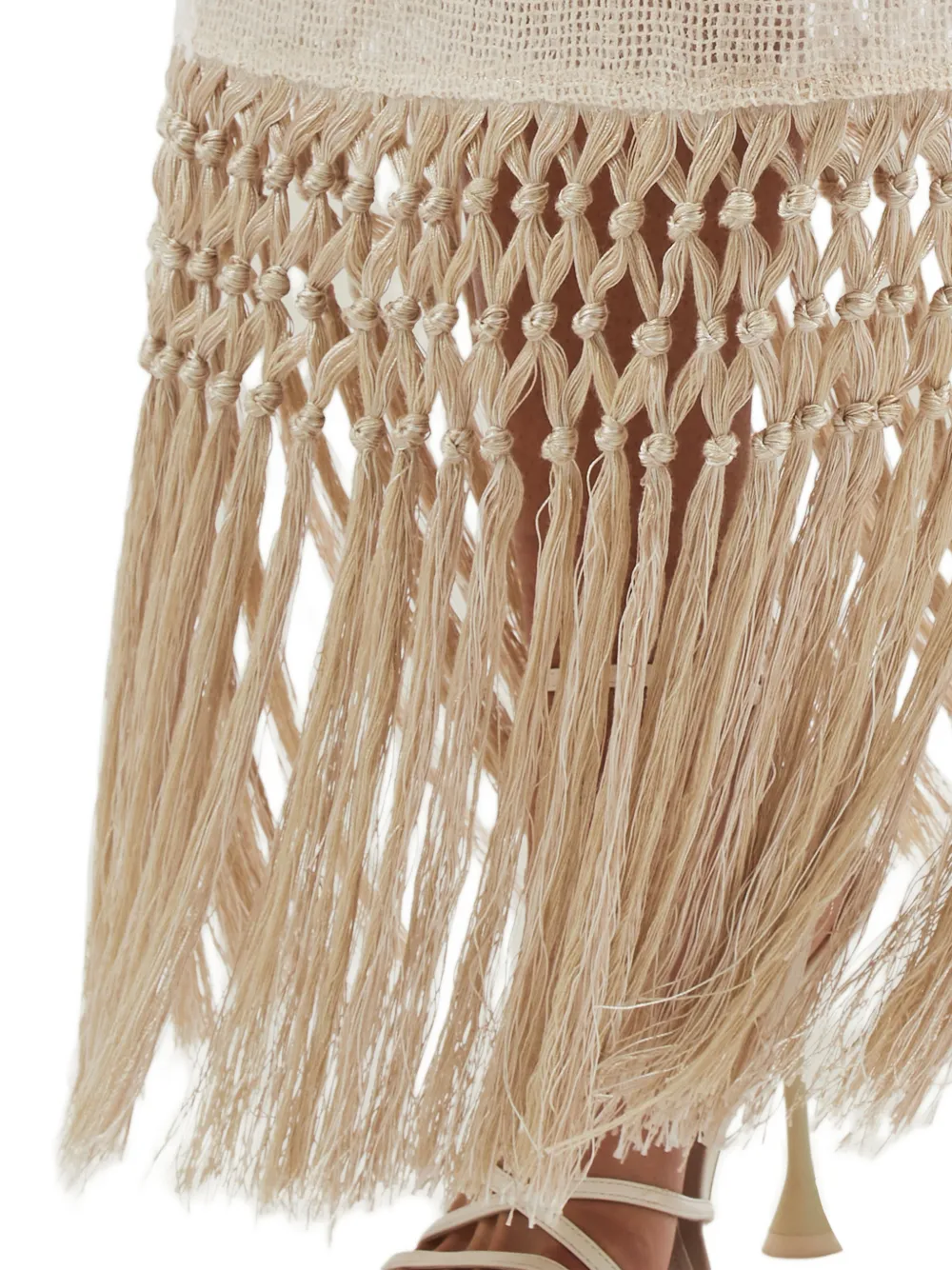 Taller Marmo Agrigento Disco midi-jurk met pailletten en franje Beige