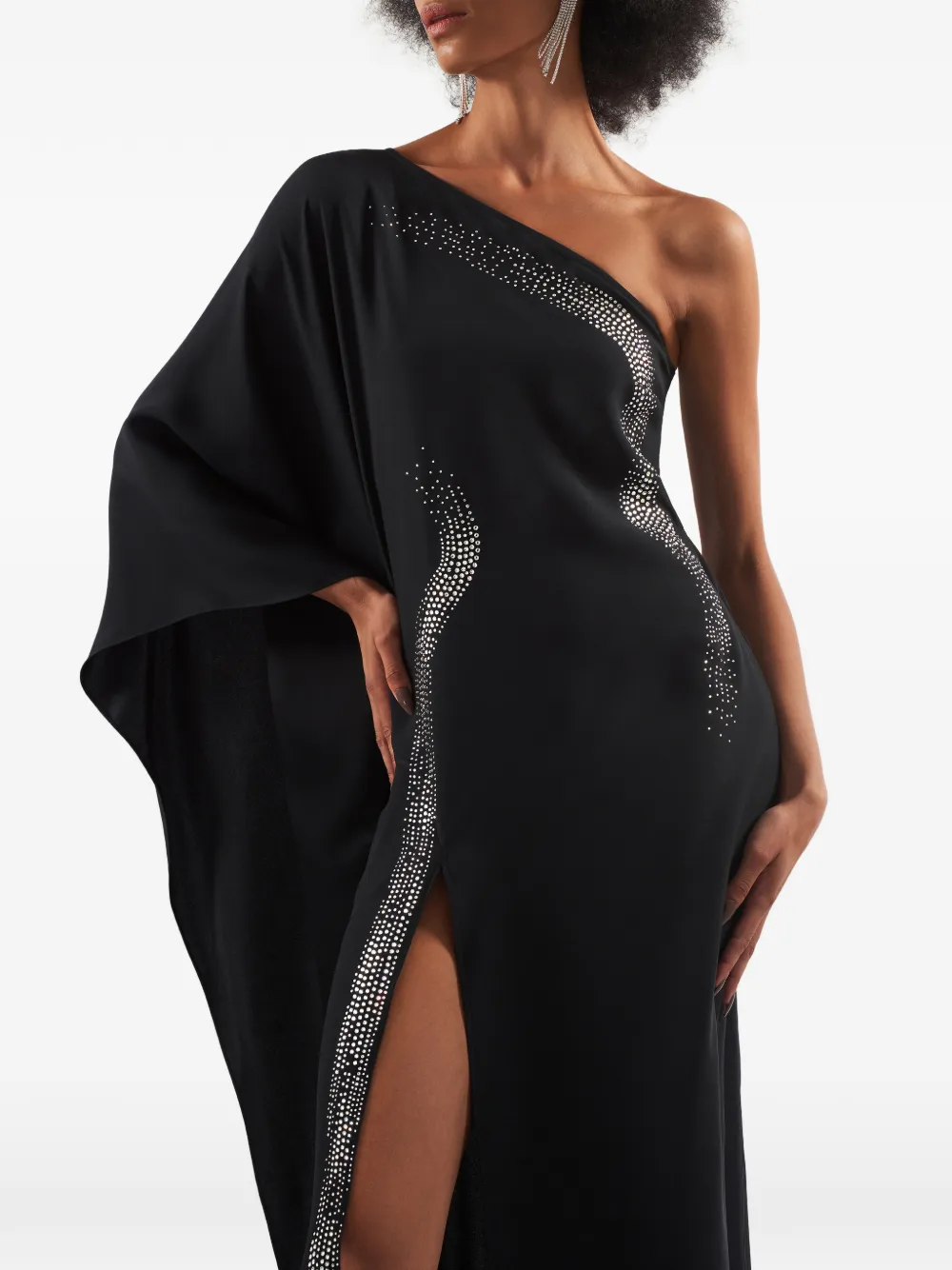Taller Marmo Palladium asymmetrische verfraaide maxi-jurk Zwart