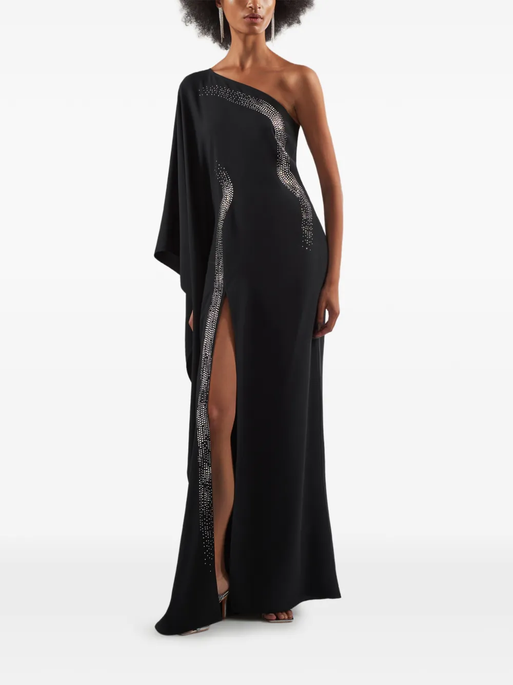 Taller Marmo Palladium asymmetrische verfraaide maxi-jurk Zwart