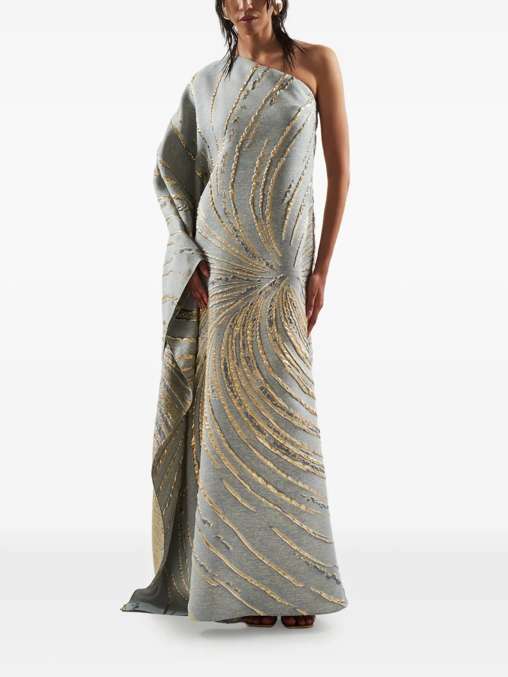 Taller Marmo Cannes one-shoulder pattern maxi dress - Blauw