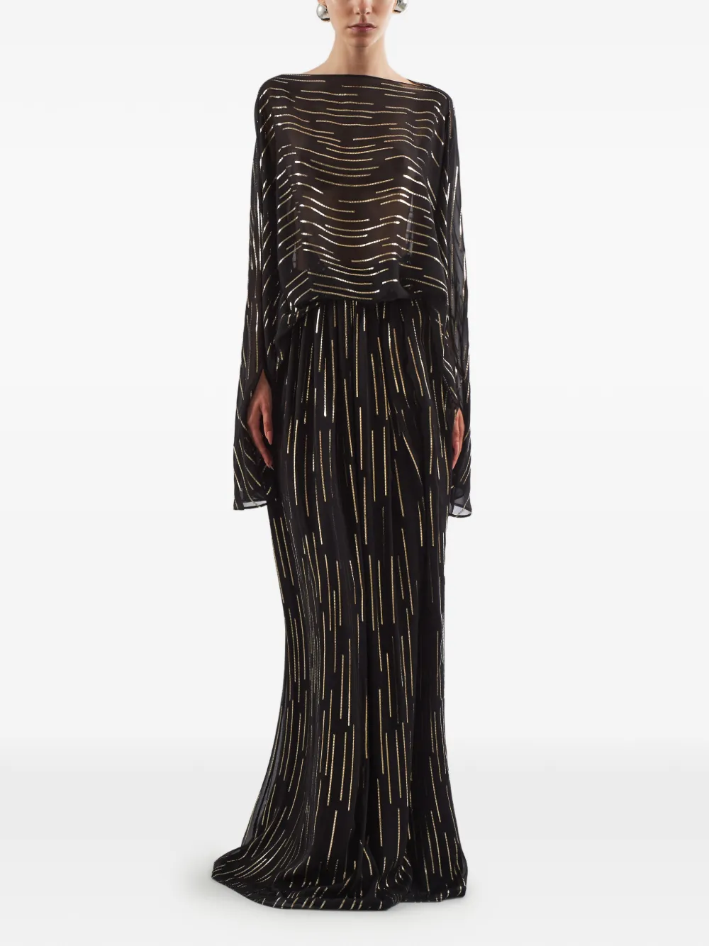 Taller Marmo Tribeca striped maxi dress - Zwart