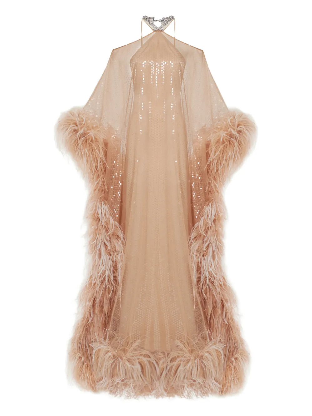 Taller Marmo Sza Sza sequin feather maxi dress