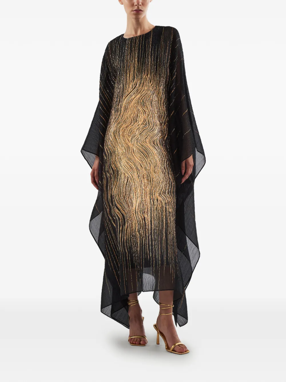 Taller Marmo Venice pattern midi dress - Zwart