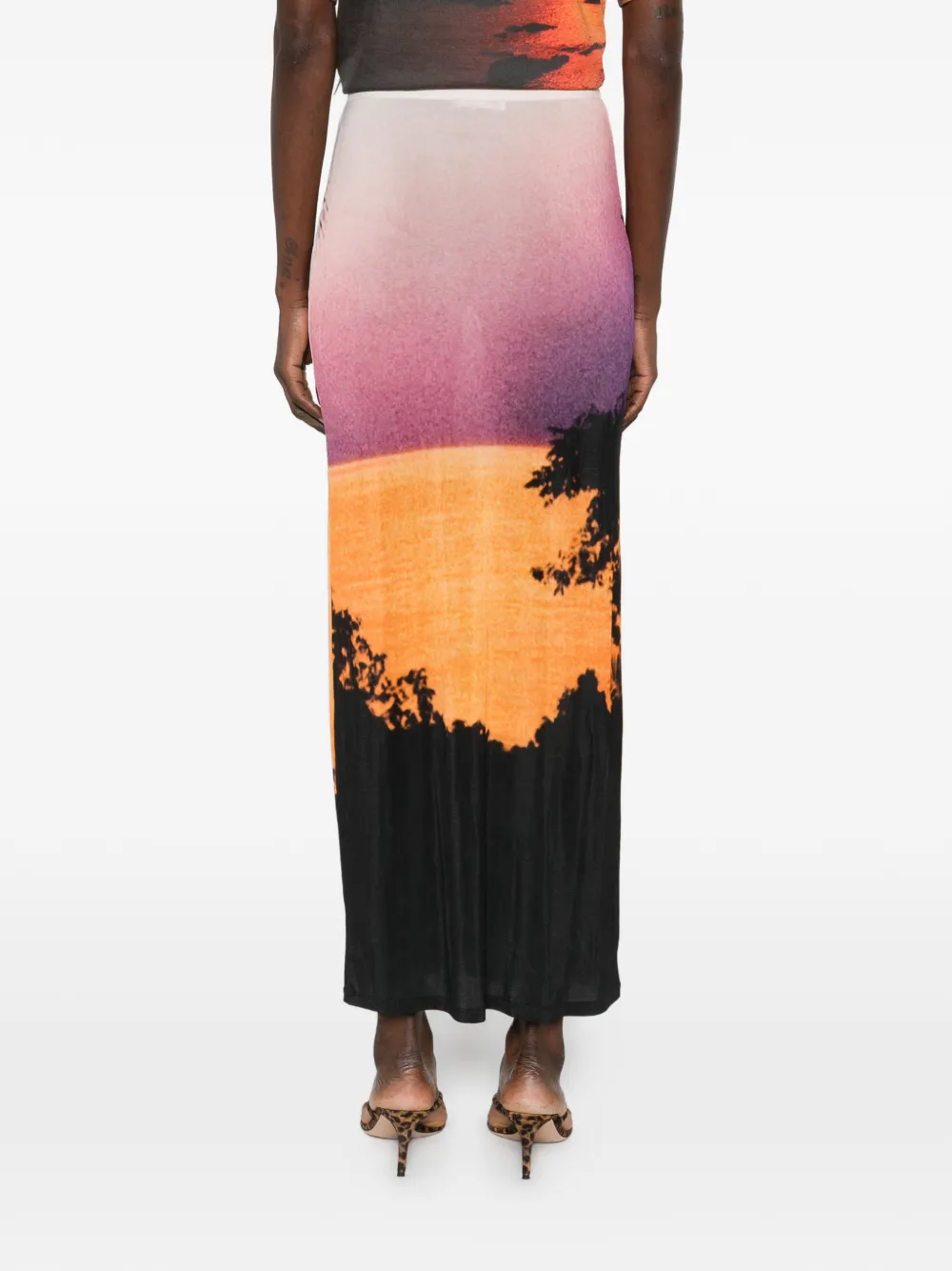 Rabanne Midi-rok met palmbladprint Roze