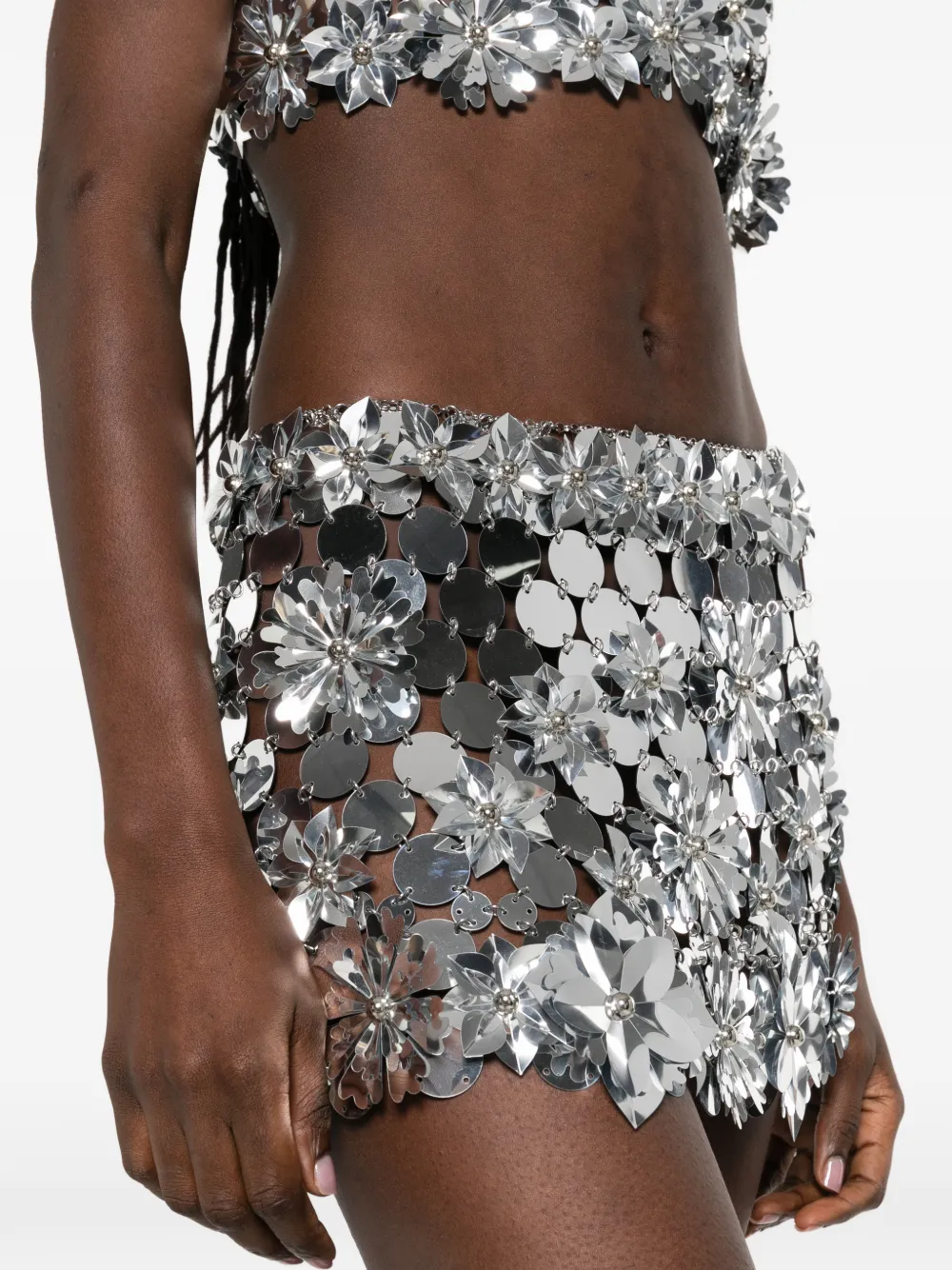 Rabanne Mini-rok met bloemenprint Zilver