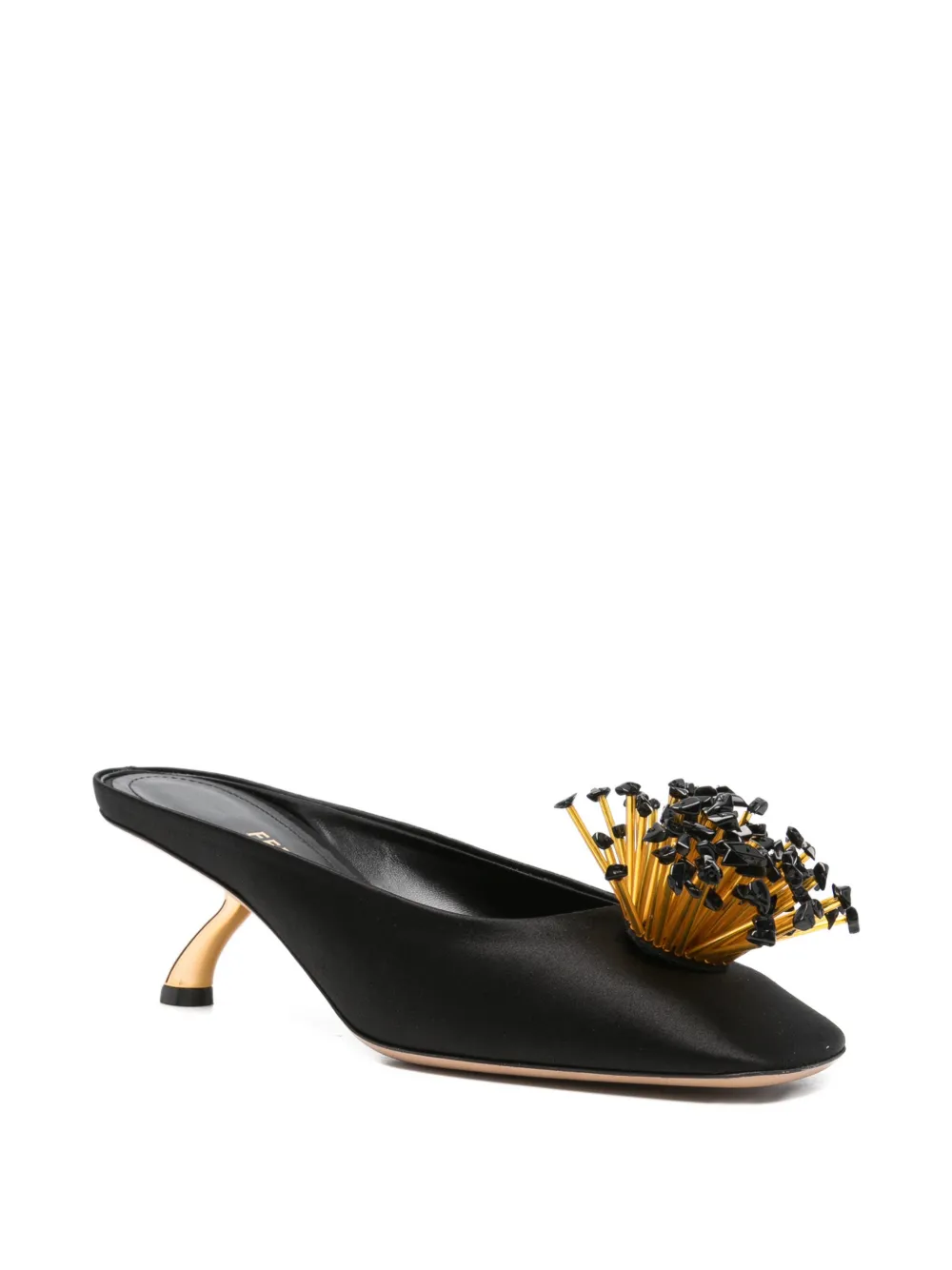 Ferragamo S-shaped heel mules Zwart
