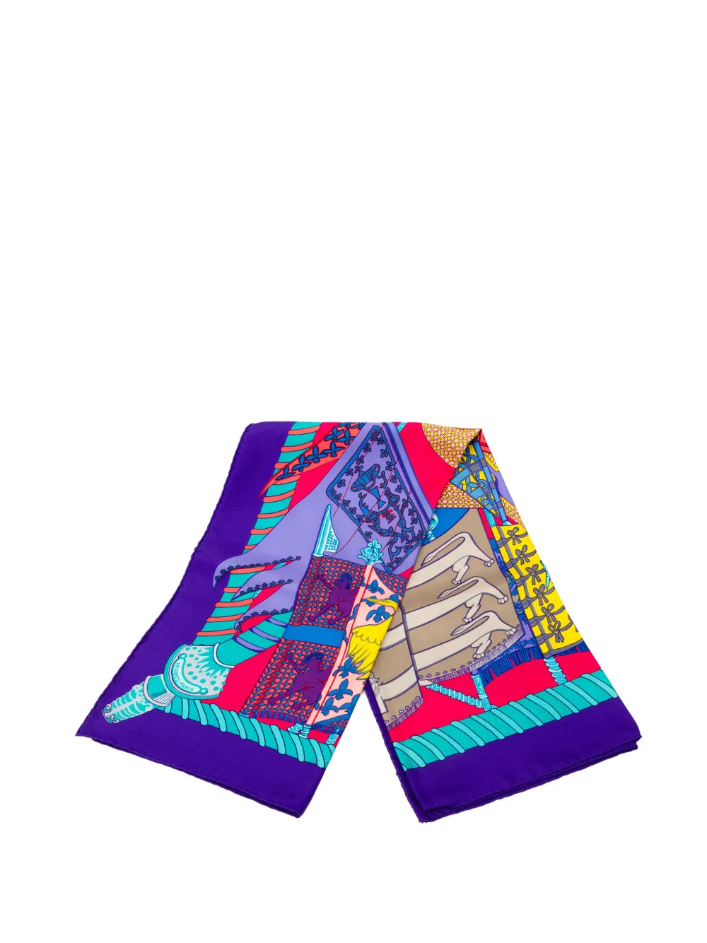 Pre-owned Hermes 2010-2025 Etendards Et Bannieres Silk Scarf 90 Scarves In Blue