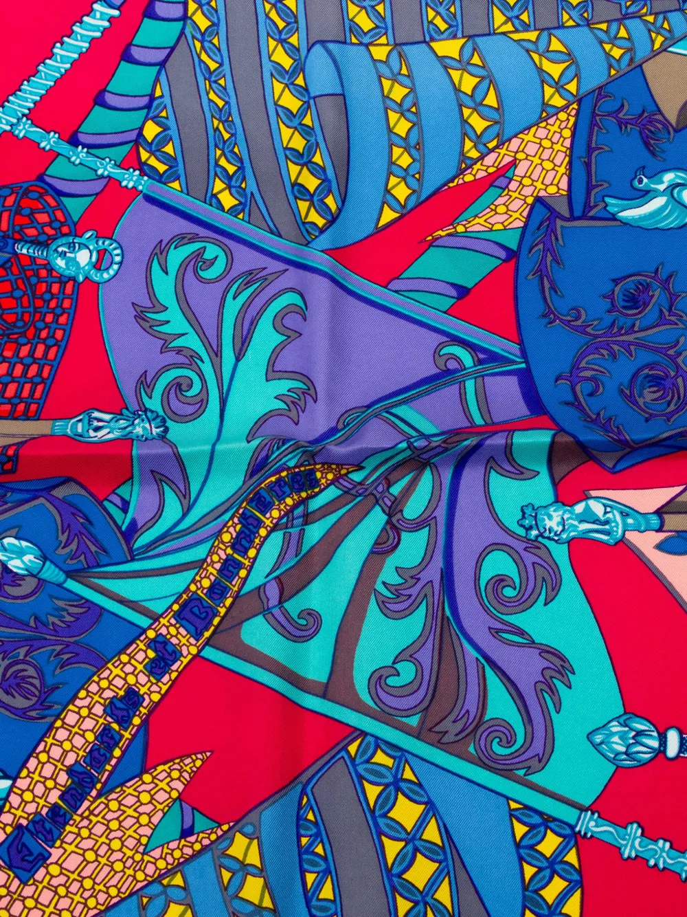 HERMES Pre-owned 2010-2025 Etendards Et Bannieres Silk Scarf 90 Scarves In Blue