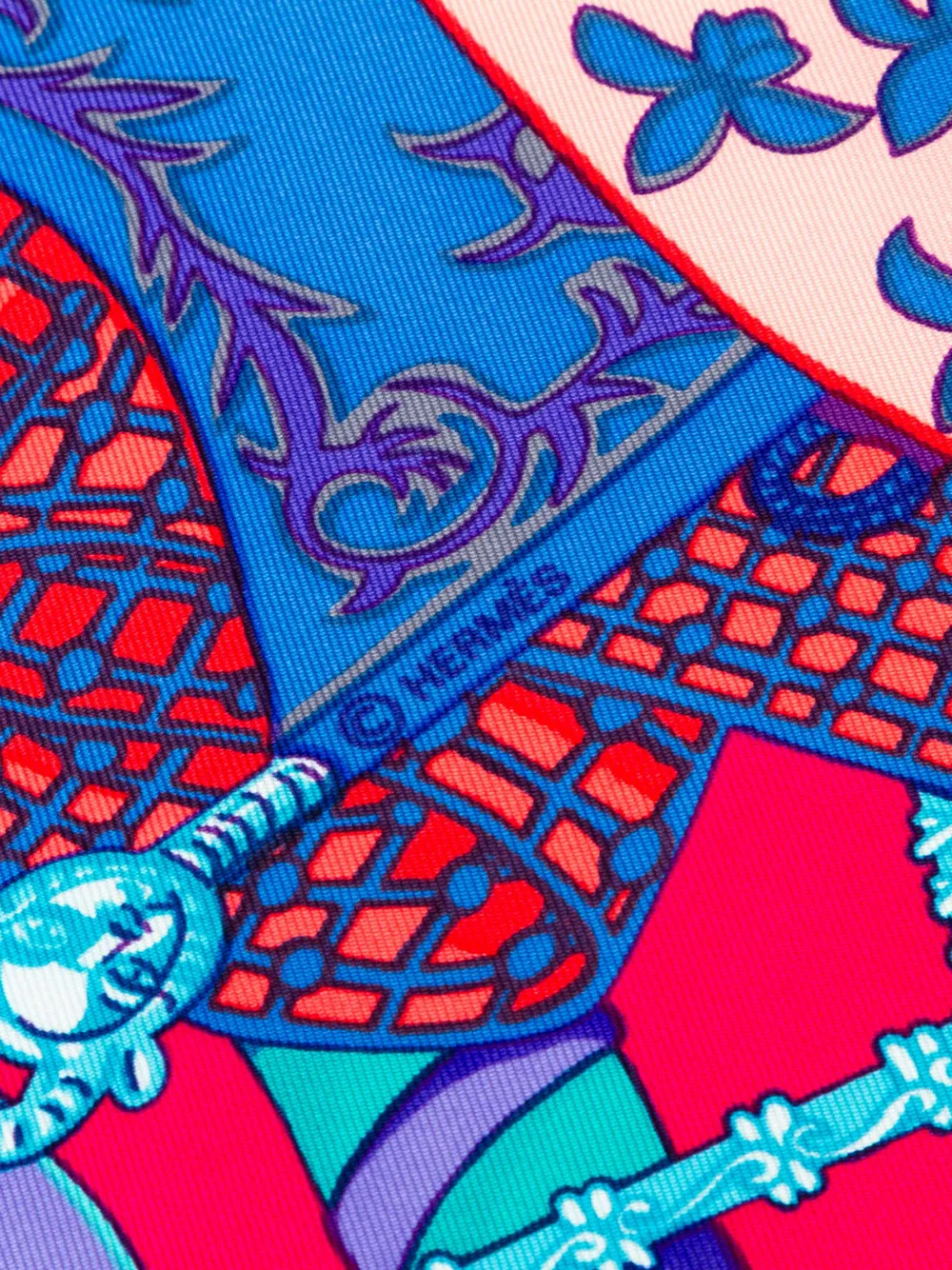 HERMES Pre-owned 2010-2025 Etendards Et Bannieres Silk Scarf 90 Scarves In Blue