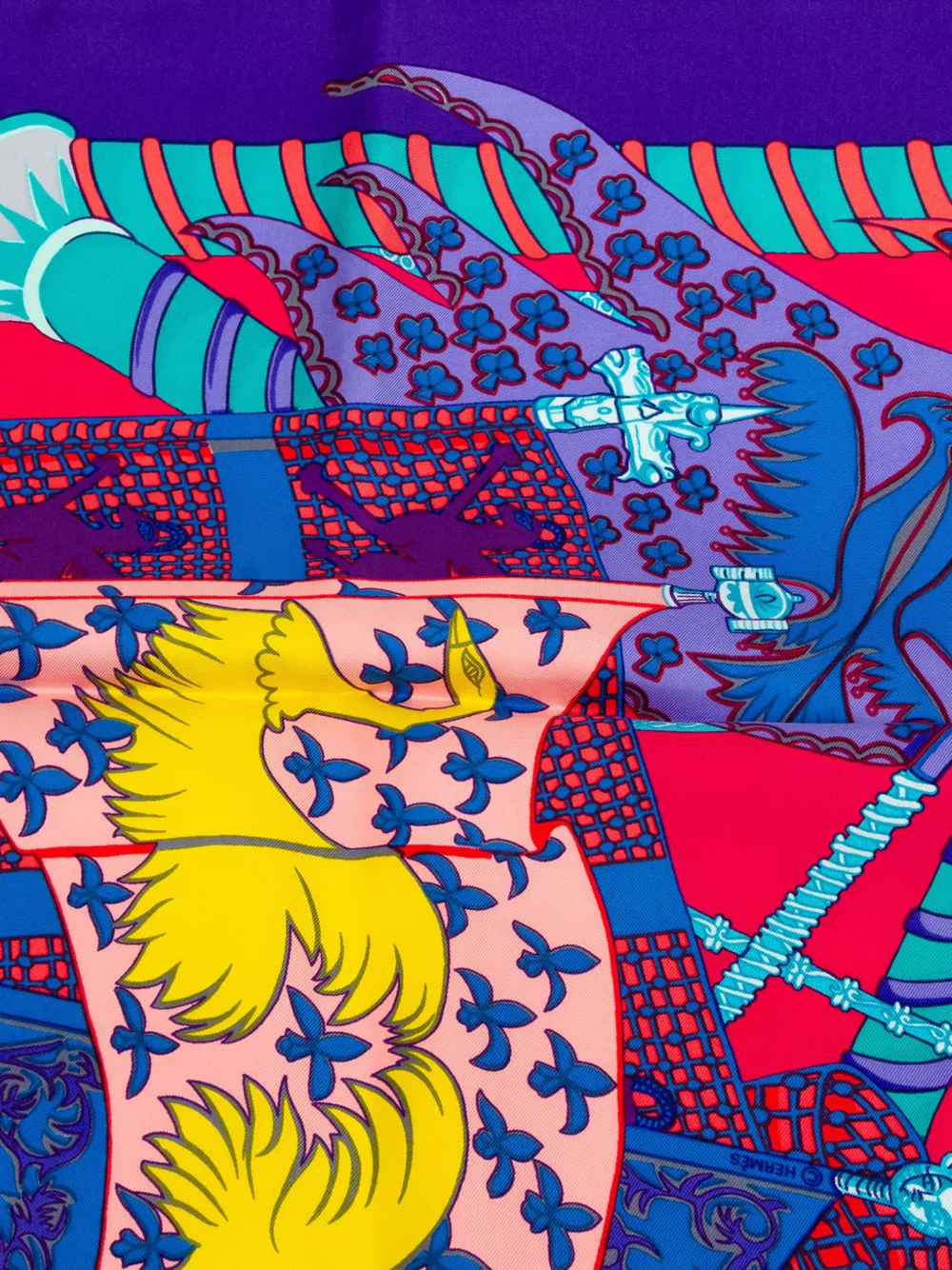 HERMES Pre-owned 2010-2025 Etendards Et Bannieres Silk Scarf 90 Scarves In Blue