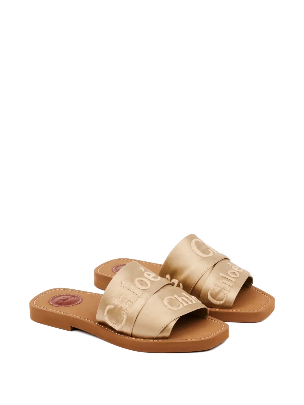 Chloé Woody sandalen met logoband Goud