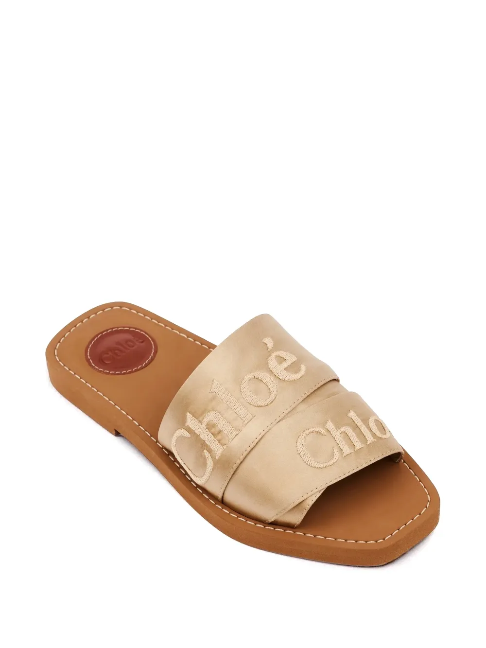 Chloé Woody sandalen met logoband Goud