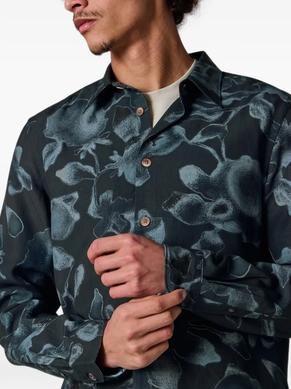 Paul Smith Good Fortune Floral overhemd Blauw