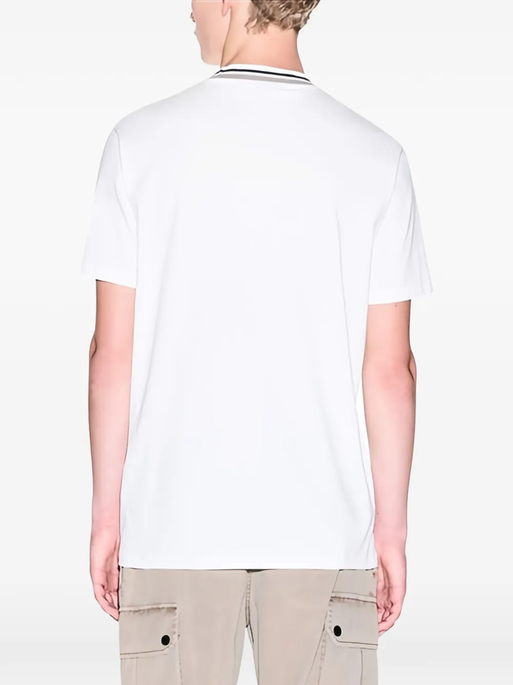Armani Exchange T-shirt met gestreepte kraag Wit