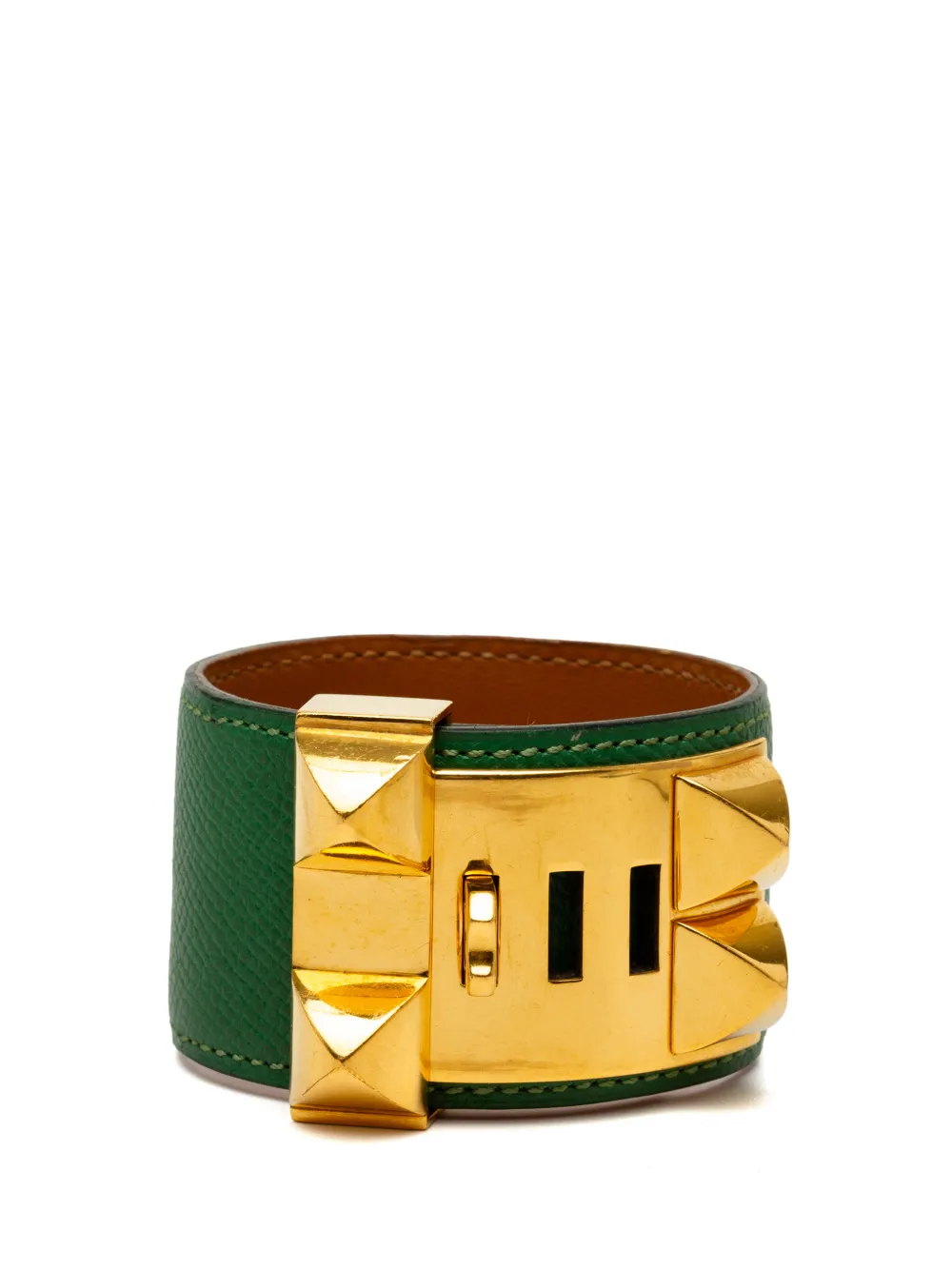 Hermès Pre-Owned 1994 Leather and Gold Plated Collier de Chien Bracelet costume bracelet - Oro