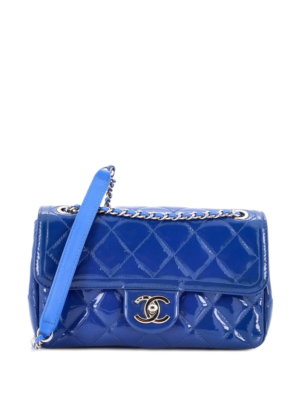 CHANEL Pre-Owned Coco Shine Flap Bag Quilted Patent Small shoulder bag - Blu