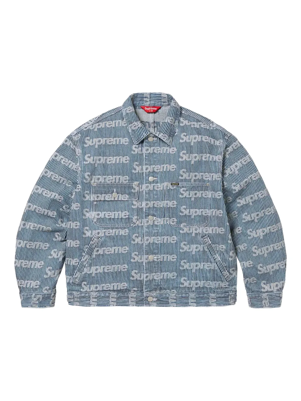 Supreme logo-print denim jacket - Blu