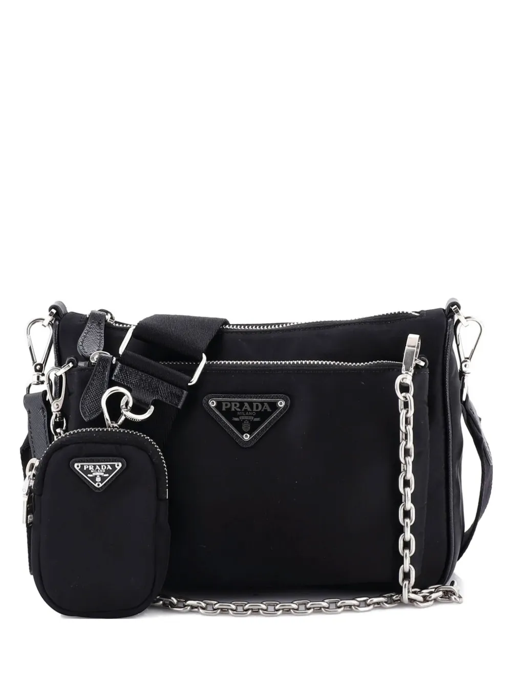 Prada Pre-Owned Double Pouch Convertible Tessuto Small crossbody bag - Nero