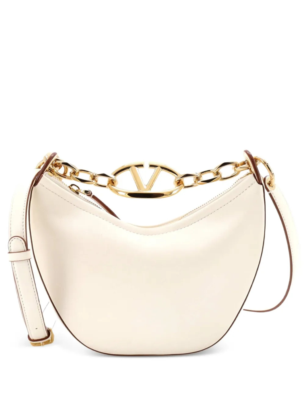 Valentino Garavani Pre-Owned Vlogo Moon Leather Mini hobo bag - Bianco
