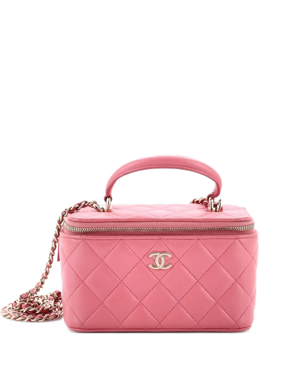 CHANEL Pre-Owned Classic Top Handle Vanity Case with Chain Quilted Lambskin Small crossbody bag - Rosa