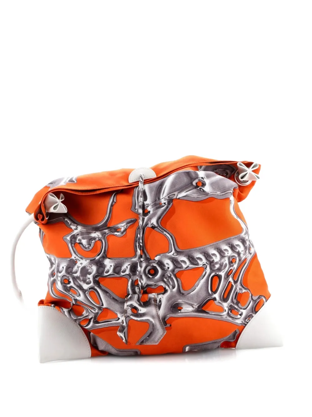 Hermès Pre-Owned Silky City Bag Printed Silk and Leather PM crossbody bag - Arancione