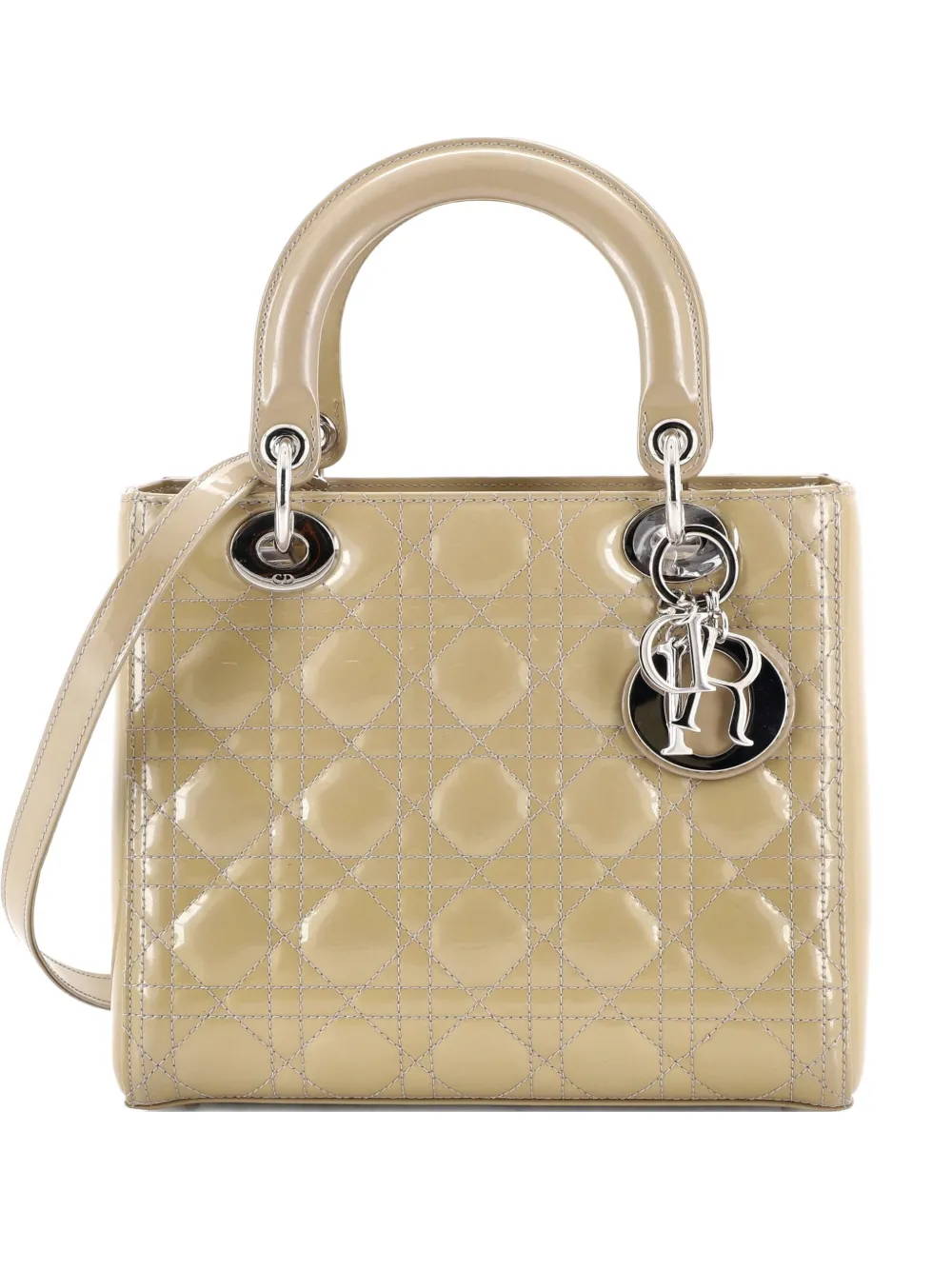 Christian Dior Pre-Owned Lady Dior Bag Cannage Quilt Patent Medium satchel - Toni neutri