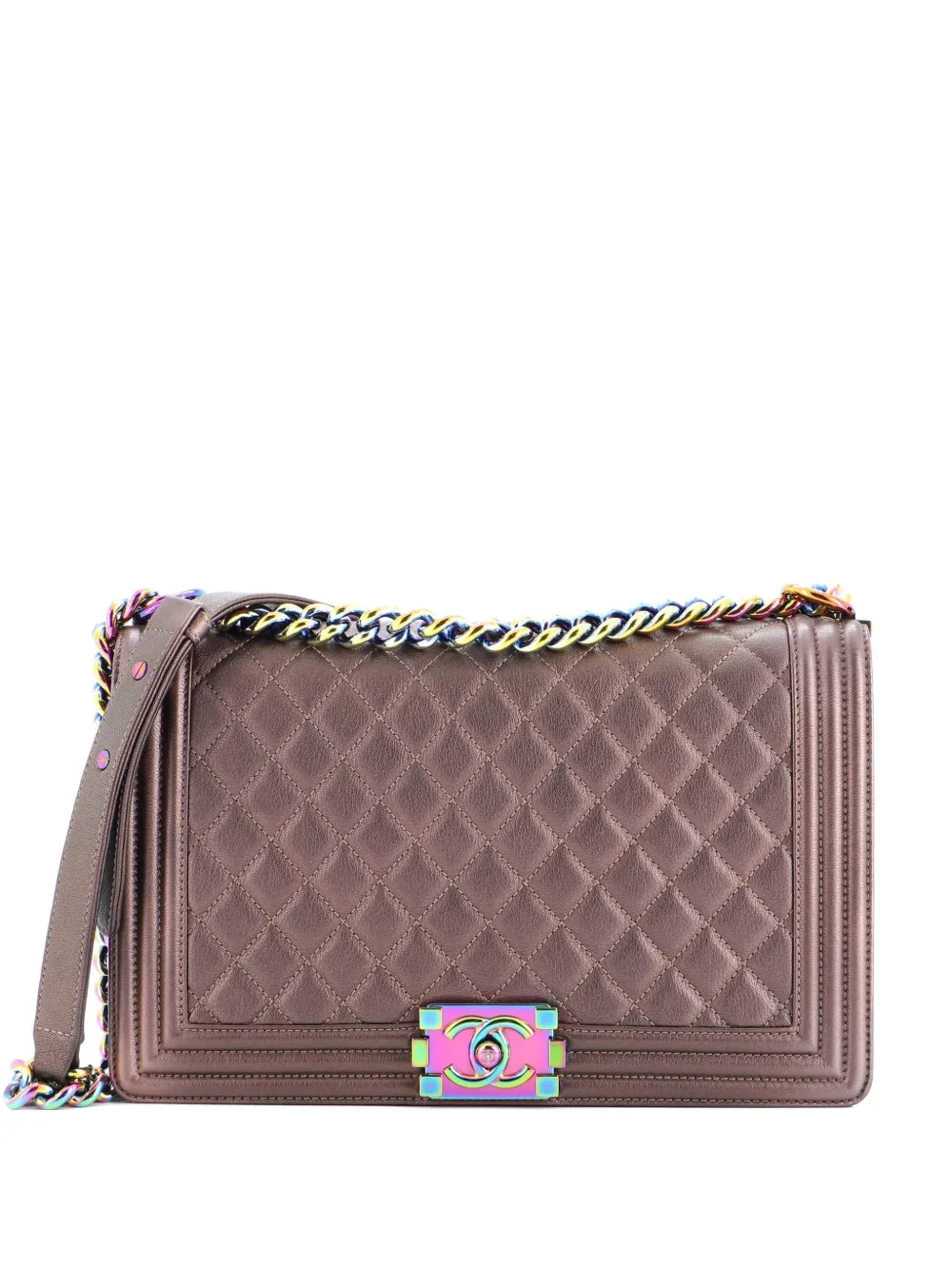 CHANEL Pre-Owned Boy Flap Bag Quilted Iridescent Goatskin New Medium shoulder bag - Marrone