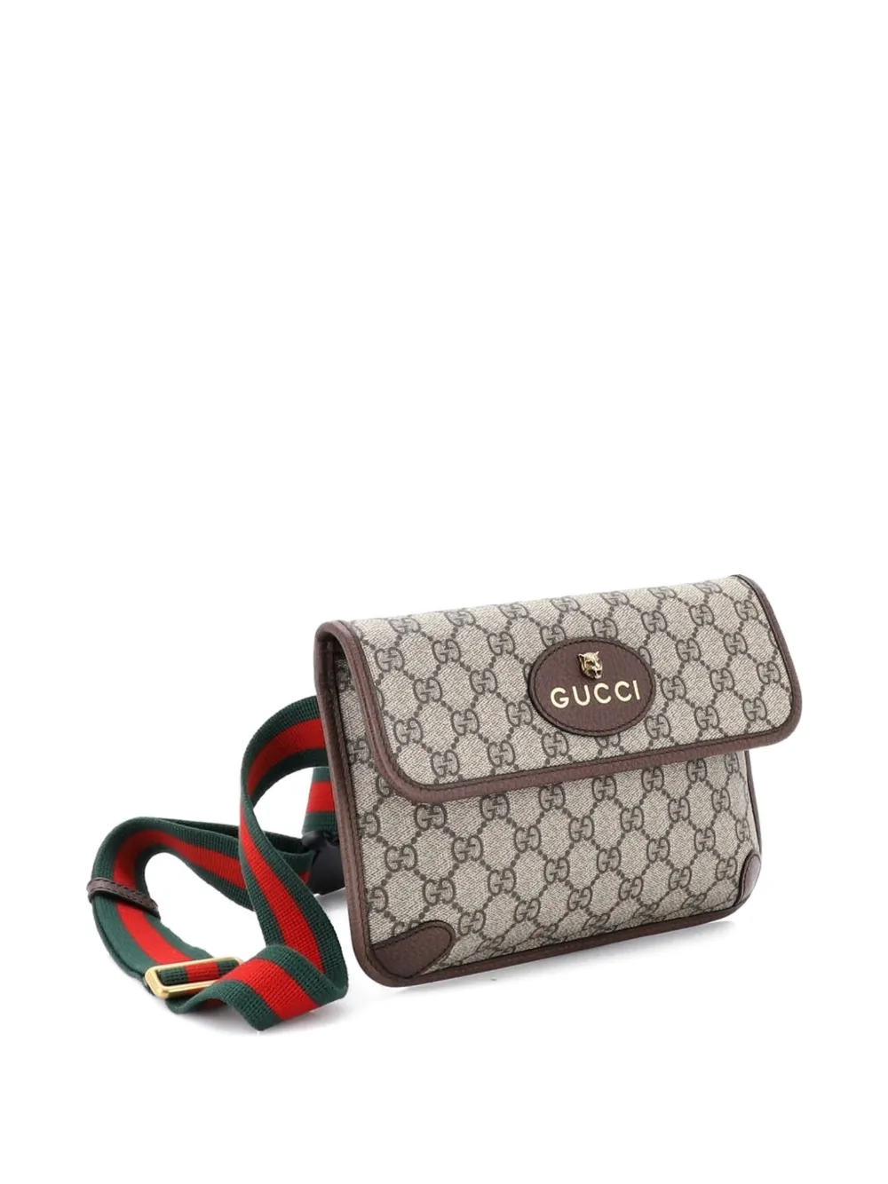 Pre-owned Gucci Neo Vintage Flap Gg Coated Canvas Belt Bag In Brown