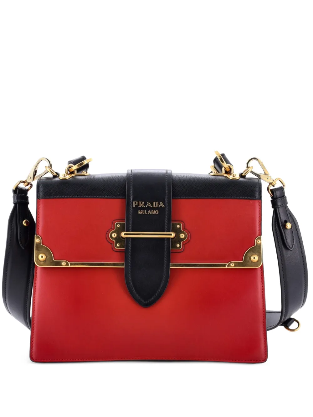 Prada Pre-Owned Cahier Convertible City Calf and Saffiano Medium shoulder bag - Rosso