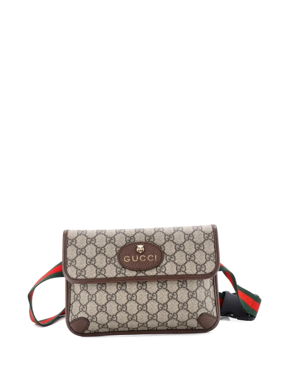 Pre-owned Gucci Neo Vintage Flap Gg Coated Canvas Belt Bag In Brown