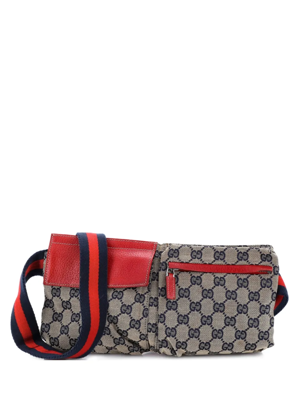 Gucci Pre-Owned Vintage Double GG Canvas with Leather belt bag - Marrone