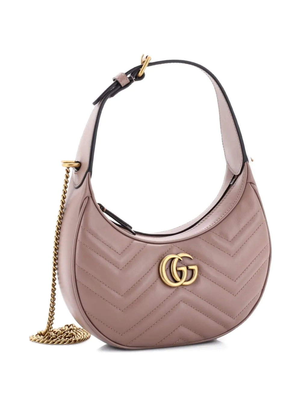 Gg Marmont Half Moon Matelasse Leather Mini Hobo Bag