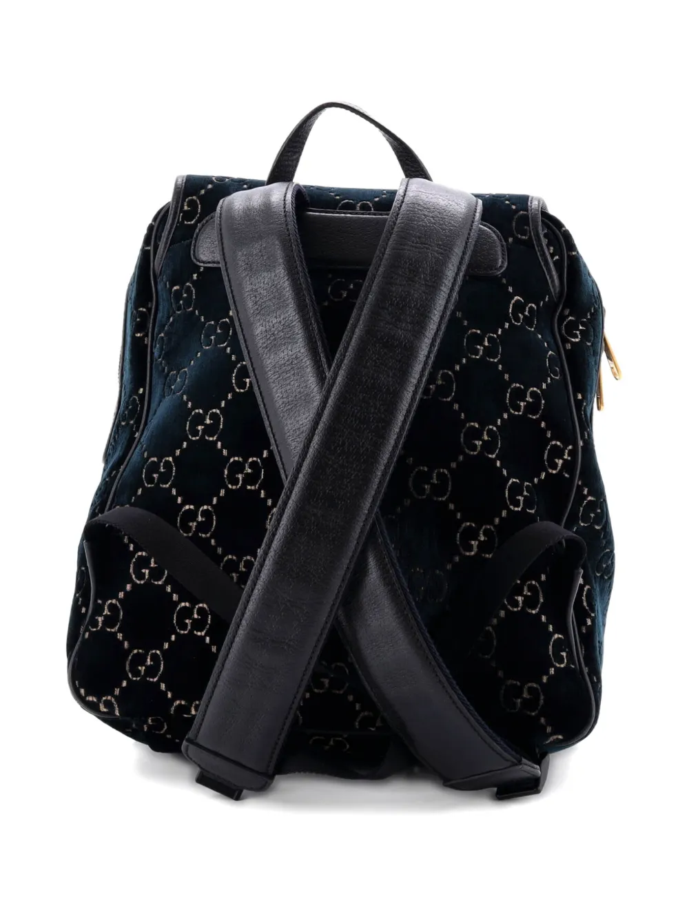 GUCCI Pre-owned Gg Marmont Gg Velvet Small Backpack In Blue