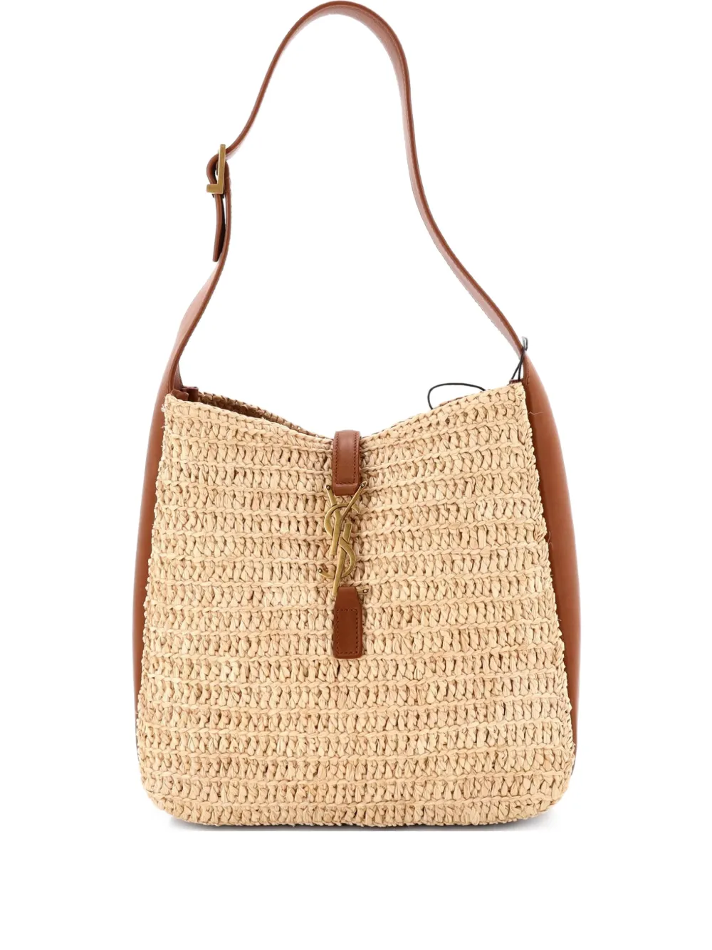 Saint Laurent Pre-Owned Le 5 a 7 Supple Hobo Raffia and Leather Small tote bag - Marrone