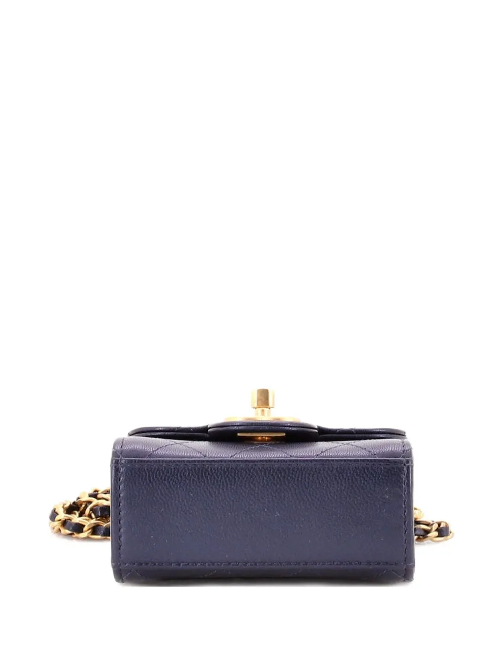 Pre-owned Chanel Chic Pearls Flap Clutch With Chain Quilted Goatskin Mini Crossbody Bag In Blue