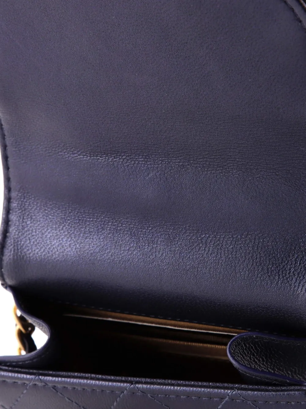 Pre-owned Chanel Chic Pearls Flap Clutch With Chain Quilted Goatskin Mini Crossbody Bag In Blue