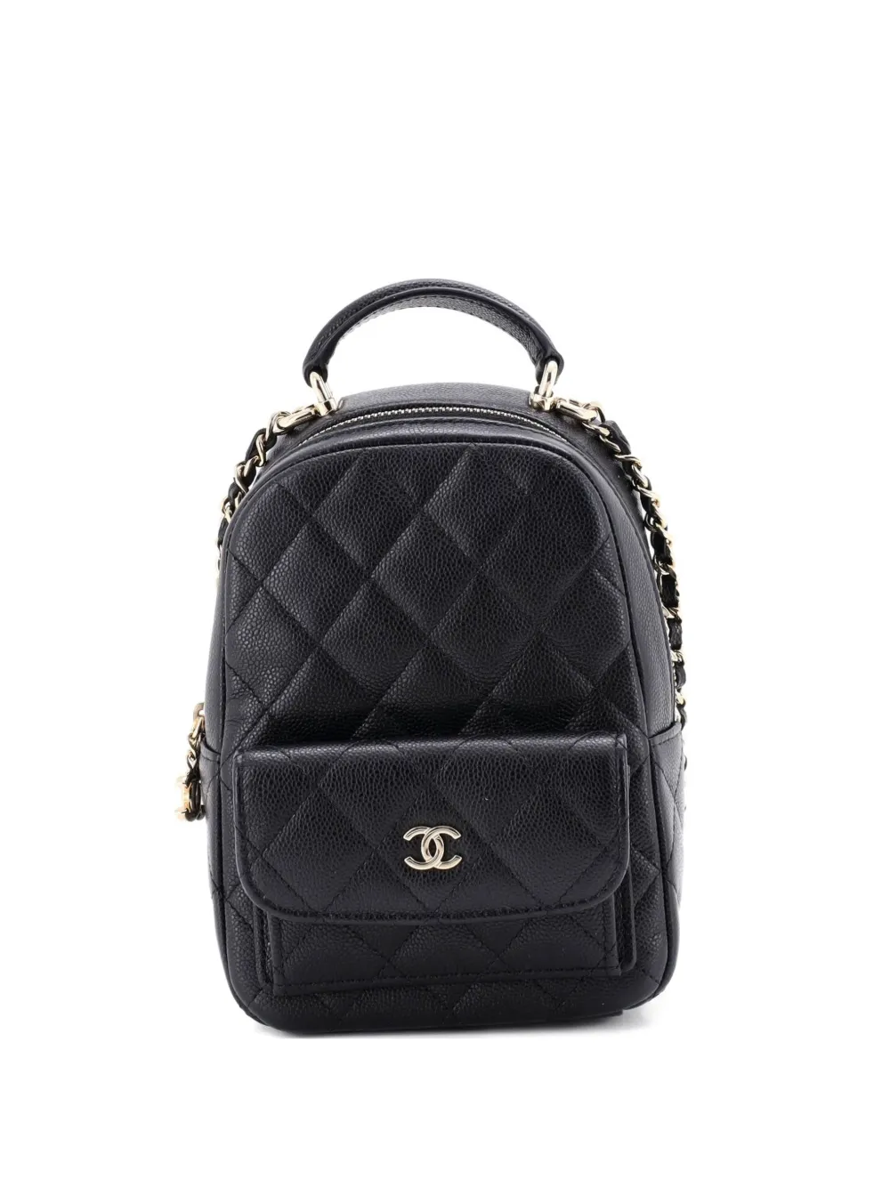 CHANEL Pre-Owned Classic CC Chain Pocket Quilted Caviar Mini backpack - Nero