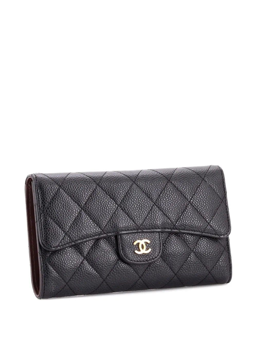 CHANEL Pre-Owned L-Flap Wallet Quilted Matte Caviar Long small wallets - Nero