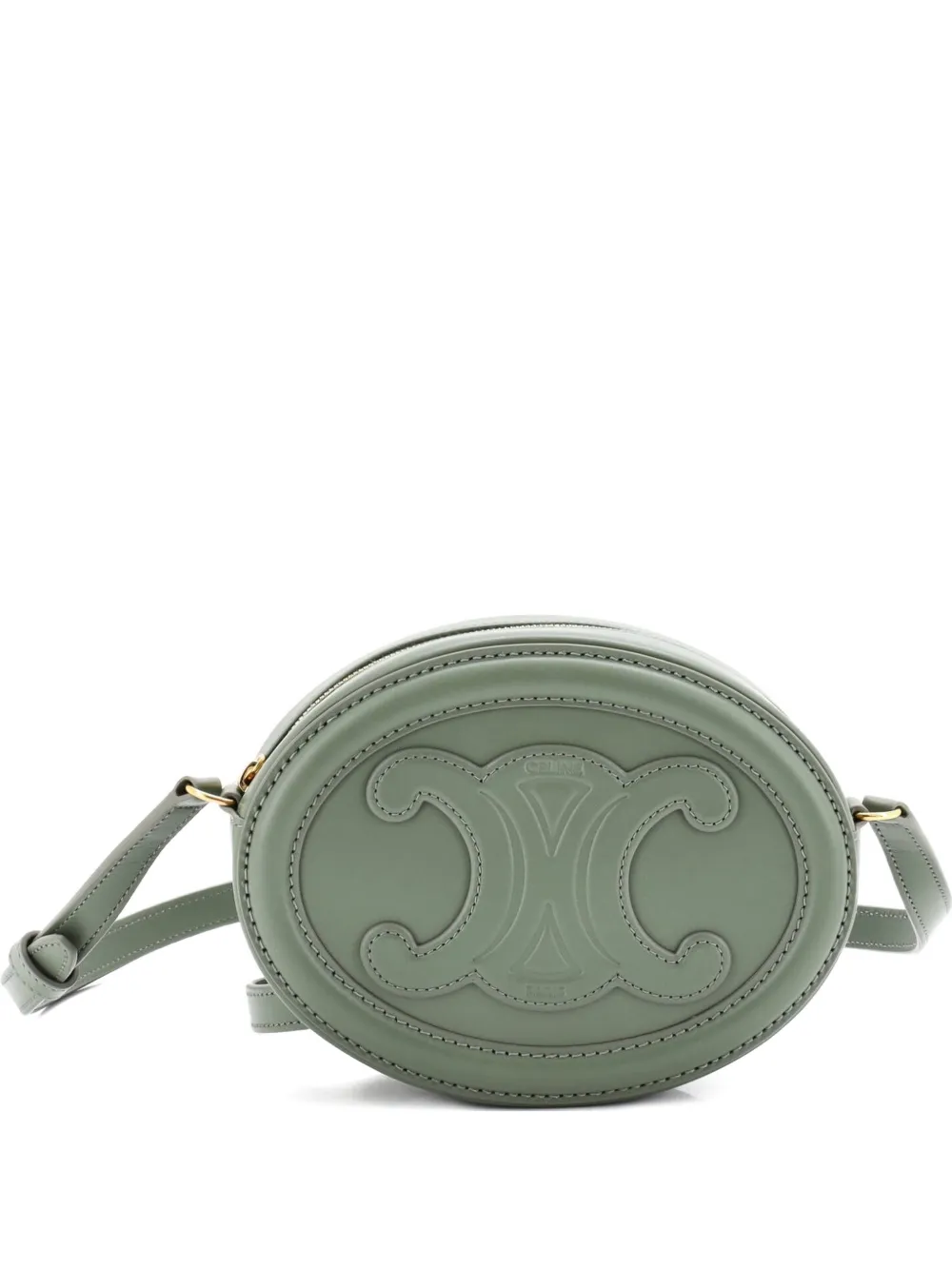 Celine Pre-Owned Triomphe Oval Leather Mini crossbody bag - Verde