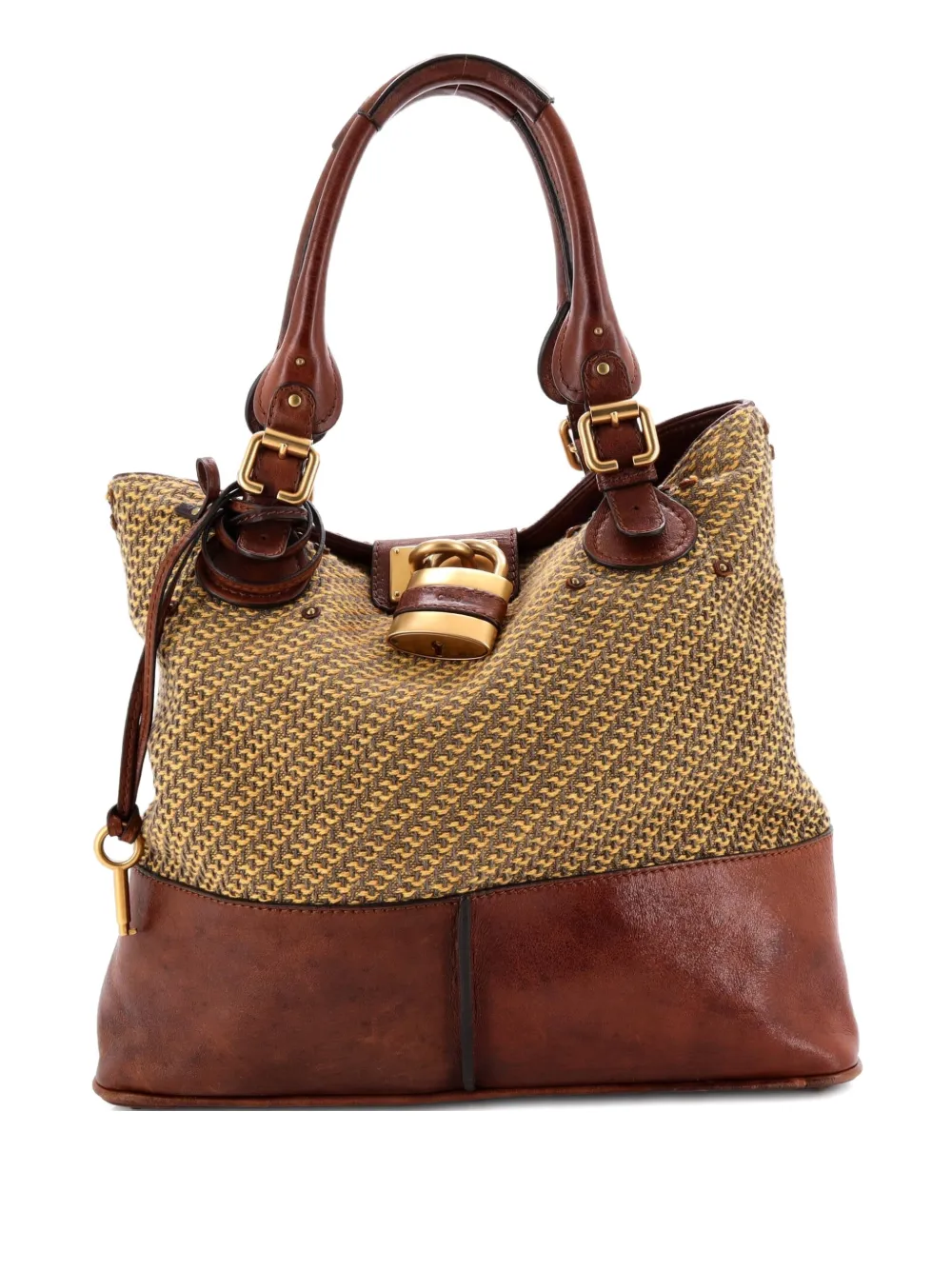 Chloé Pre-Owned Paddington Tweed and Leather Medium tote bag - Marrone