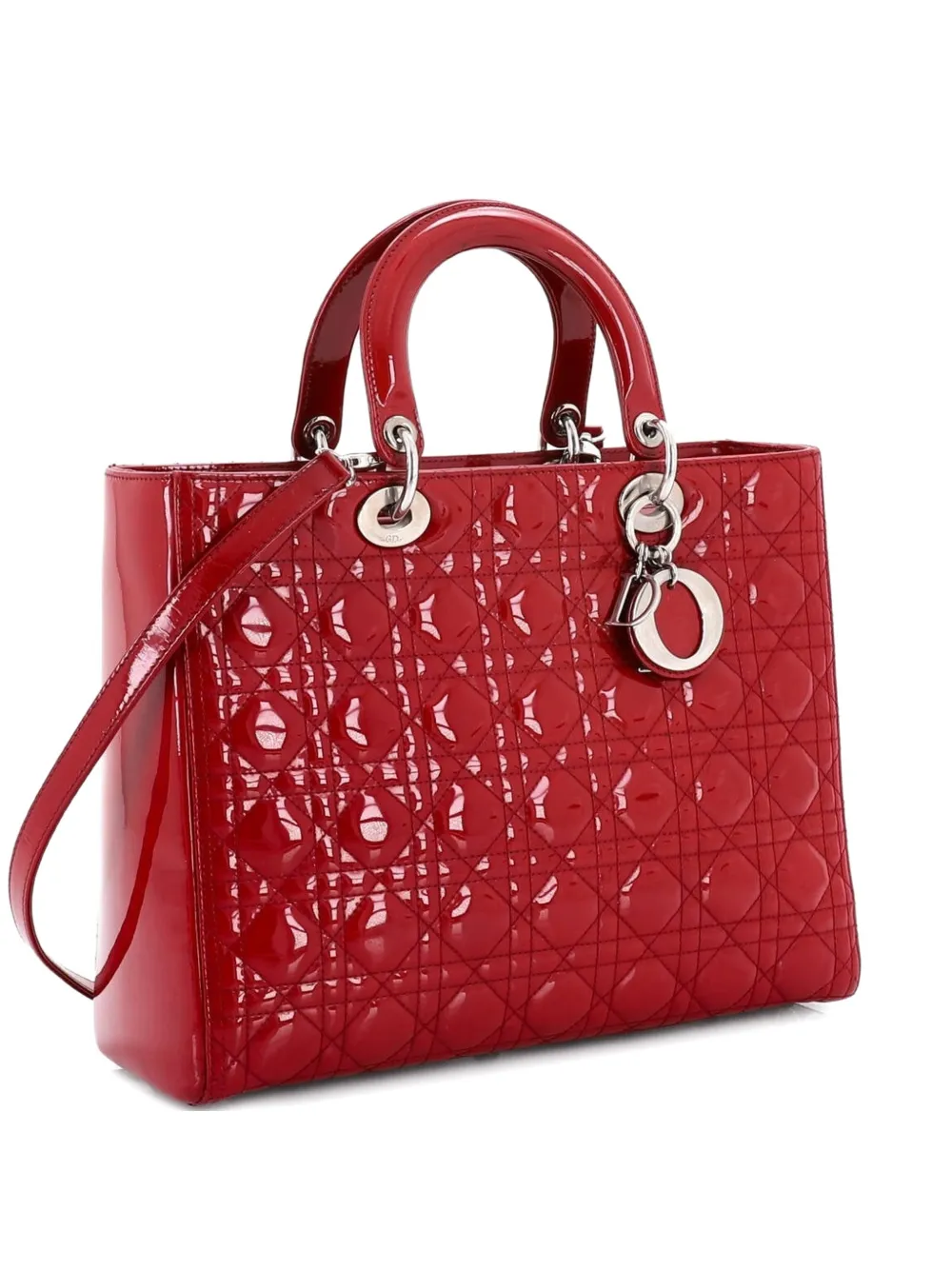 Christian Dior Pre-Owned Vintage Lady Dior Bag Cannage Quilt Patent Large satchel - Rot