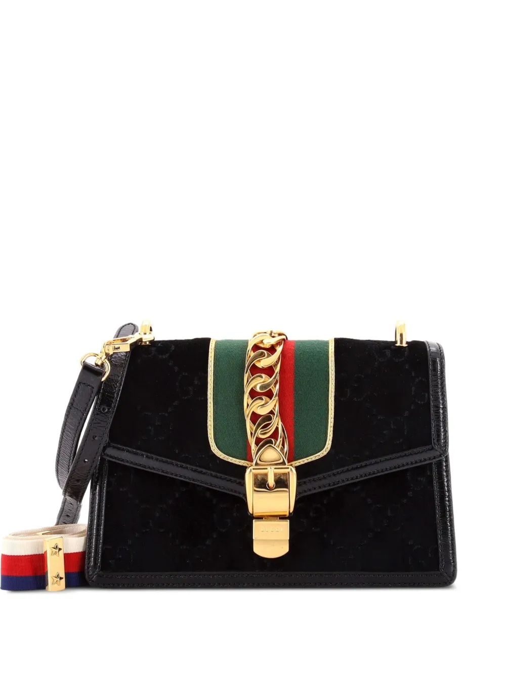 Gucci Pre-Owned Sylvie Shoulder Bag GG Velvet Small crossbody bag - Nero