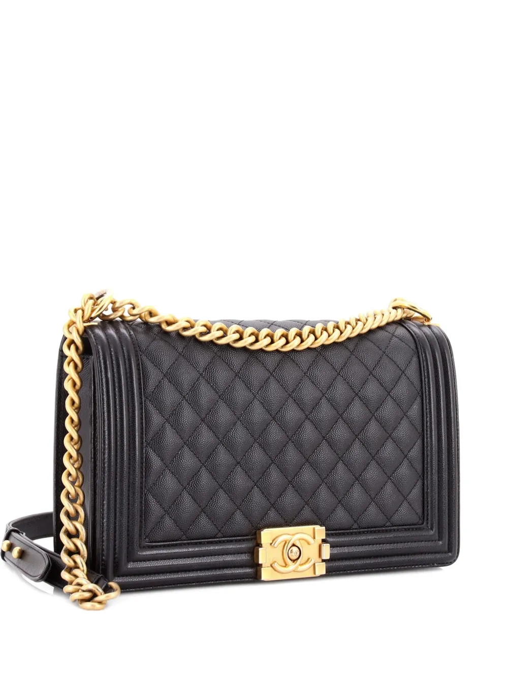 CHANEL Pre-Owned Boy Flap Bag Quilted Caviar New Medium crossbody bag - Nero