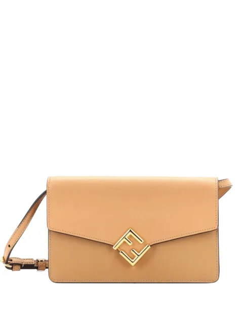 Fendi Pre-Owned شنطة كتف 'FF دياموندز واليت أون تشاين' جلد